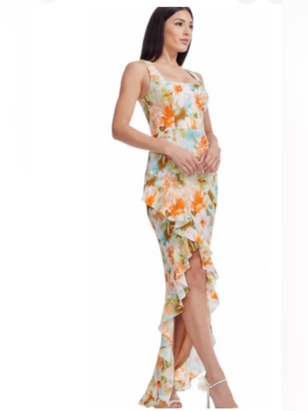 Dress the Population Charlene floral ruffle high low dress. Brand new.